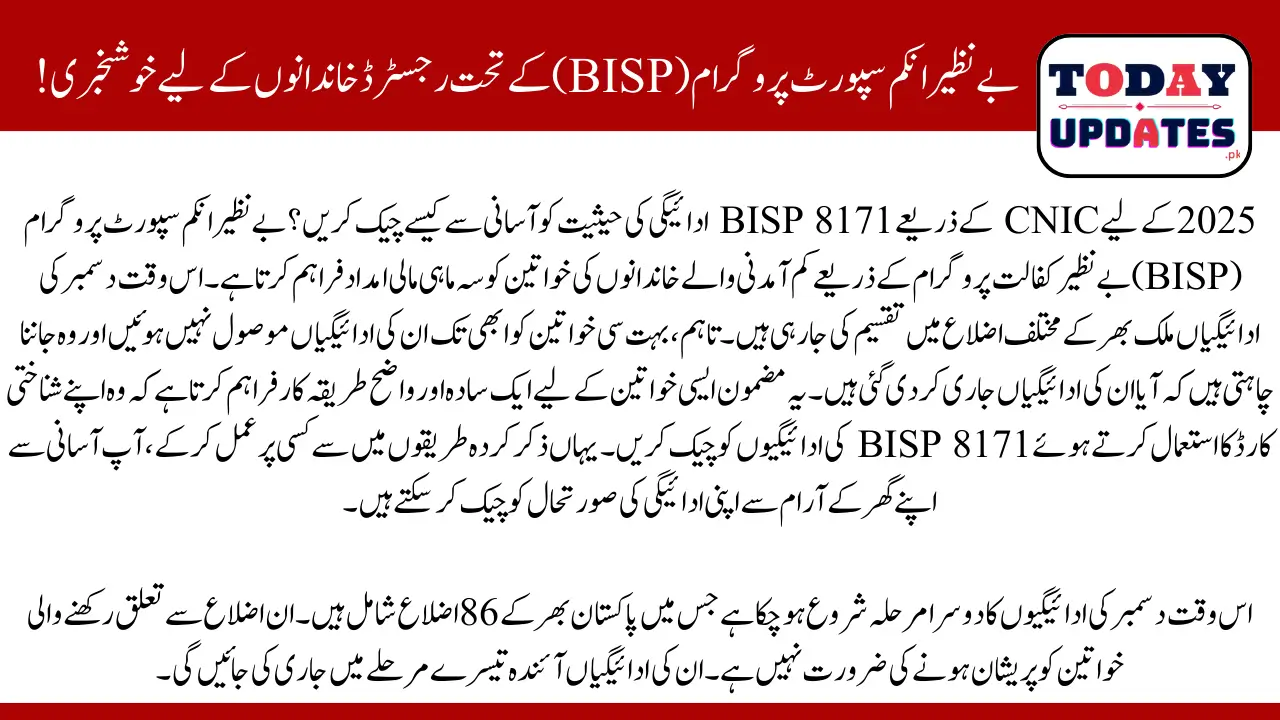 How to Easily Check BISP 8171 Payment Status by CNIC for 2025