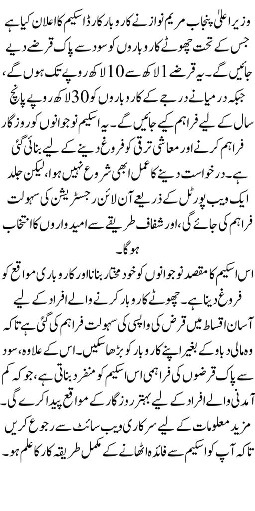 Karobar Card By Maryam Nawaz For Small Business Owner In Punjab
