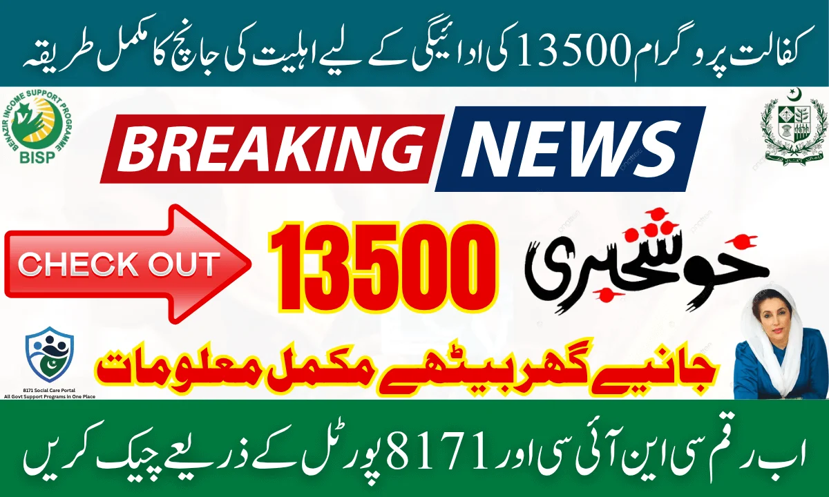 Benazir Kafalat 2025 Check Your Eligibility For 13500 Via CNIC On 8171 Portal