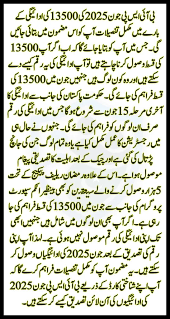 How to Confirm Your 13500 BISP June 2025 Payment Online Using CNIC at 8171 Portal